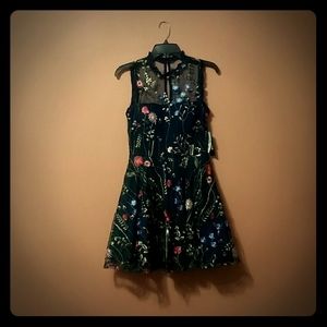 Navy Mesh Homecoming Dress